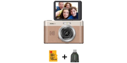 Appareil photo Compact KODAK Pixpro C1 Maron + Micro SD 16Go