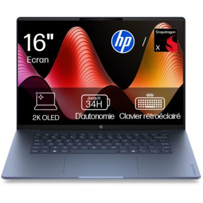 Location Ordinateur portable HP OmniBook 5 NGAI 16-bf0002nfx 16 OLED Snapdragon X 16 Go RAM LPDDR5x SSD 256 Go