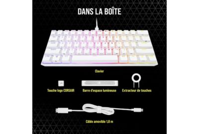 Clavier gamer CORSAIR K65 RGB MINI CHERRY MX Red Blanc