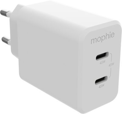 Chargeur secteur MOPHIE 45W duo Power Delivery Blanc x2 USB-C