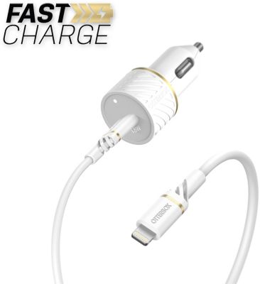 Chargeur allume-cigare OTTERBOX USB C 18W + cable USB C-Lightning Blanc Chargeur allume-cigare OTTERBOX USB C 18W + cable USB C-Lightning Blanc
