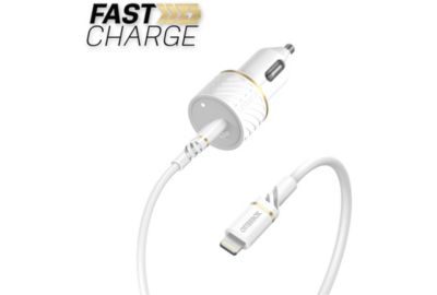 Chargeur allume-cigare OTTERBOX USB C 18W + cable USB C-Lightning Blanc