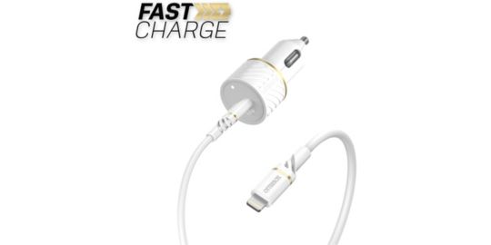 Chargeur allume-cigare OTTERBOX USB C 18W + cable USB C-Lightning Blanc
