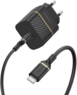 Chargeur secteur Otterbox USB-C 18W + Cable USB C-C 1M Noir
