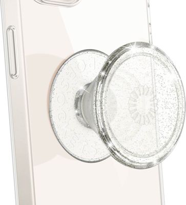 Support smartphone POPSOCKET PopGrip Clear Glitter Silver Argent