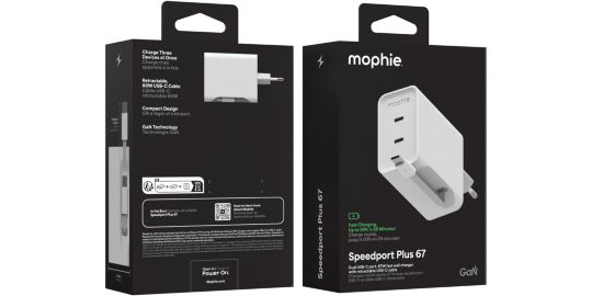 Chargeur secteur MOPHIE 67W GaN USB-C x2 white