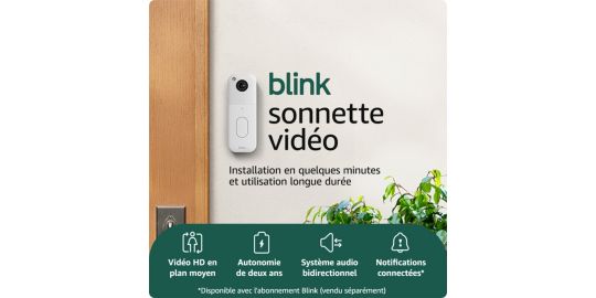 Sonnette connectée BLINK Video Doorbell 2 + module synchro-blanc