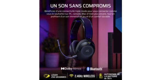Casque gamer CORSAIR HS35 v3 Wireless Carbon PS