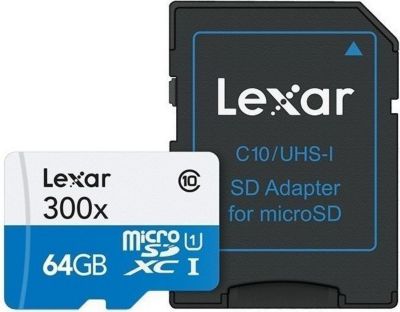 Carte Micro SD LEXAR Carte Micro-SDXC 64 Go Class 10 300X ave Carte Micro SD LEXAR Carte Micro-SDXC 64 Go Class 10 300X ave