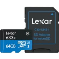 Carte Micro SD LEXAR MICRO SDXC 64Go 633X + adaptateur