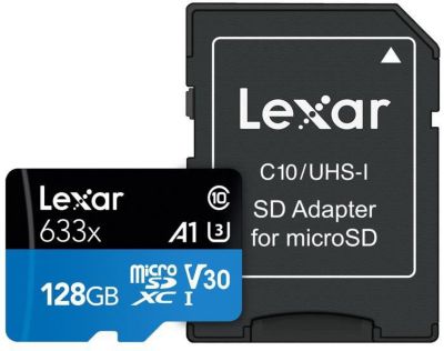 Carte Micro SD LEXAR 128Go Micro High-Perf 633X + adaptateur