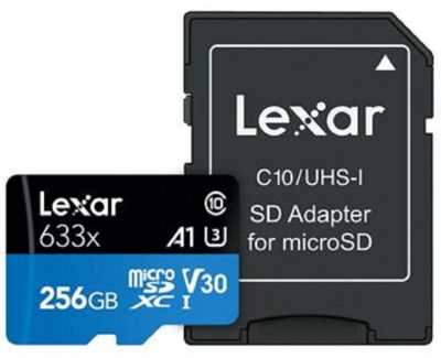 Carte Micro SD LEXAR 256Go High-Performance 633x + adaptateur