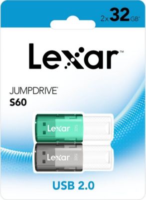 Clé USB LEXAR Pack 2 clés USB2,0 JumpDrive 32Go S60.