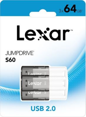 Clé USB LEXAR Pack de 3 clés Usb2.0 Jumpdrive 64Go S60