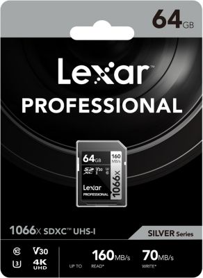 Carte SD LEXAR 64Go SDXC Professional 1066x