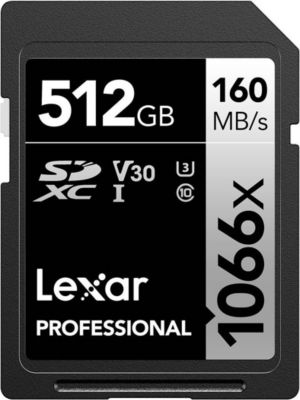 Carte SD LEXAR 1066x SDXC - 512Go - Class 10, U3, V30