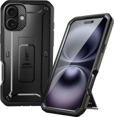 Coque SUPCASE iPhone 16 Antichoc Béquille Support Noir