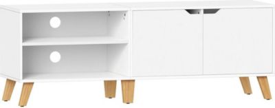 Meuble TV HELLOSHOP26 Meuble TV 2 portes support télé avec éta