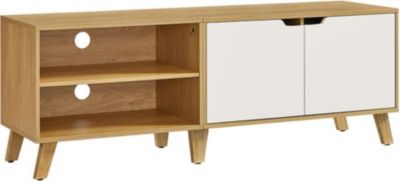 Meuble TV HELLOSHOP26 Meuble TV 2 portes support télé avec éta