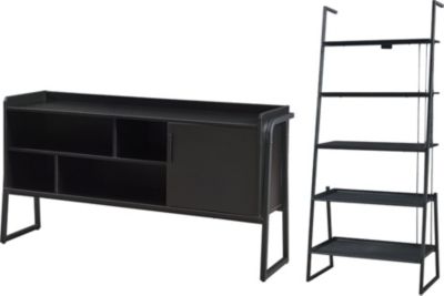 Meuble TV HELLOSHOP26 Ensemble de 2 meubles avec étagère échel