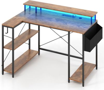 Bureau HELLOSHOP26 Bureau d'angle 120 x 80 x 87 cm avec écl