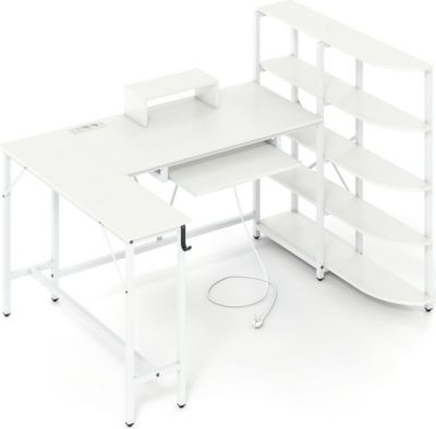 Bureau HELLOSHOP26 Bureau en L avec bibliothèque de rangeme