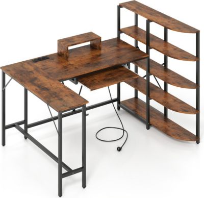 Bureau HELLOSHOP26 Bureau en L avec bibliothèque et station