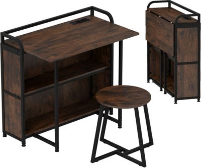 Bureau HELLOSHOP26 Bureau pliable avec banc de rangement 90