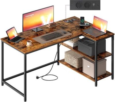 Bureau HELLOSHOP26 Bureau gaming en L avec rangement réglab