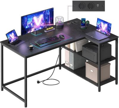 Bureau HELLOSHOP26 Bureau gaming en L avec rangement et éta