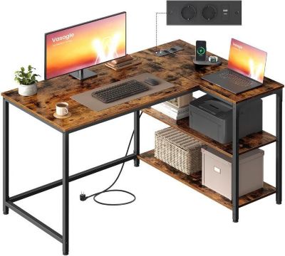 Bureau HELLOSHOP26 Bureau gaming en L avec rangement réglab