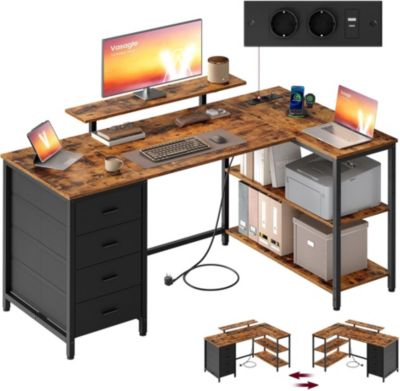 Bureau HELLOSHOP26 Bureau d’angle en forme de L avec étagèr