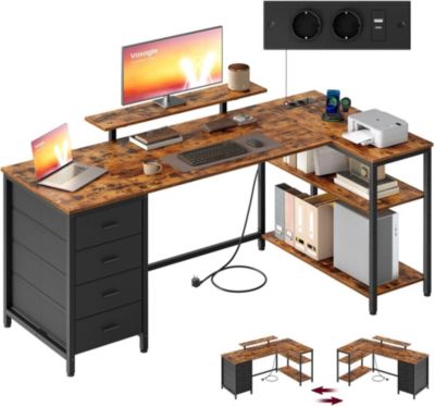 Bureau HELLOSHOP26 Bureau d'angle en forme de L avec étagèr