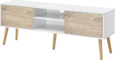 Meuble TV HELLOSHOP26 Meuble TV 120 x 30 x 47 cm blanc effet c