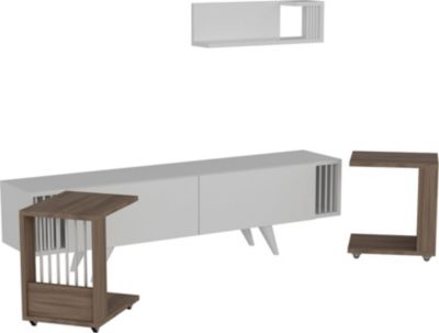 Meuble TV HELLOSHOP26 Meuble TV avec 2 tables d'appoint et une