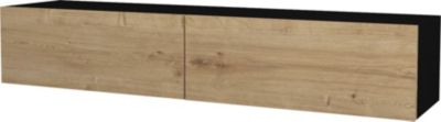 Meuble TV HELLOSHOP26 Meuble TV 135 x 31 x 25 cm noir et effet Meuble TV HELLOSHOP26 Meuble TV 135 x 31 x 25 cm noir et effet