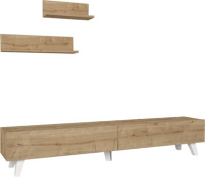 Meuble TV HELLOSHOP26 Ensemble meuble TV et 2 étagères 180 x 3 Meuble TV HELLOSHOP26 Ensemble meuble TV et 2 étagères 180 x 3