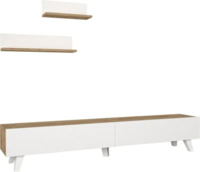 Meuble TV HELLOSHOP26 Ensemble meuble TV et 2 étagères 180 x 3