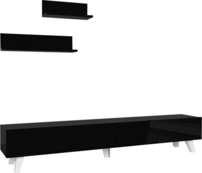 Meuble TV HELLOSHOP26 Ensemble meuble TV et 2 étagères 180 x 3