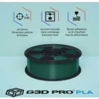 Filament 3D G3D PRO METALLISE, 1,75mm, Vert, Bobine, 1 kg
