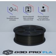 Filament 3D G3D PRO METALLISE, 1,75mm, Noir, Bobine, 1 kg