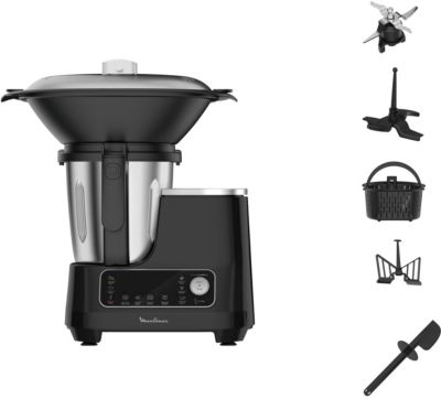 Robot cuiseur MOULINEX Clickchef noir HF456810 + cuiseur vapeur