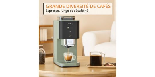 Expresso Broyeur KRUPS Coffee Crush, Machine à café à grains, ultra compacte SA401LE0