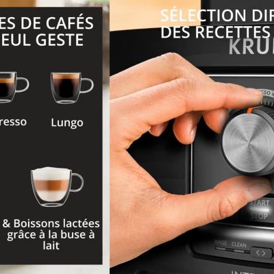 Voir la vidéo pour Expresso Broyeur KRUPS Intensity, Machine espresso entièrementautomatique, 4 boissons EA5008E0