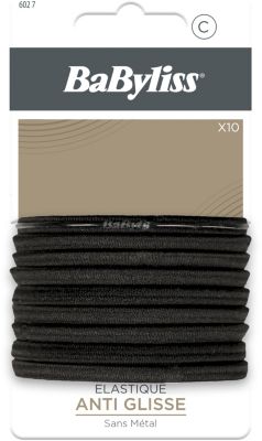 Elastique cheveux BABYLISS ANTI-GLISSE 6MM NOIR x10