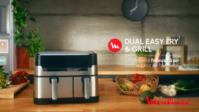 Voir la vidéo pour MOULINEX Easy Fry and Grill Dual Inox EZ905D20