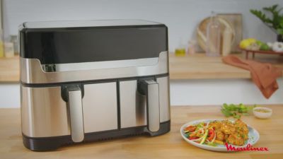 Voir la vidéo pour MOULINEX Easy Fry and Grill Dual Inox EZ905D20