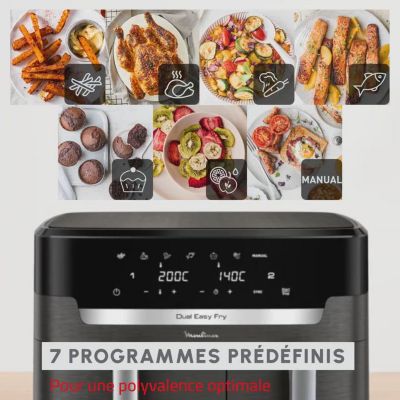 Voir la vidéo pour Friteuse sans huile MOULINEX Easy fry Dual XXL 11L EZ942HF0