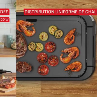 Voir la vidéo pour Plancha électrique TEFAL Giant modulo plaque ammovible CB632DF0