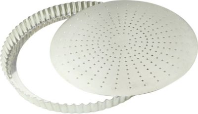 Moule à tartelette GOBEL Tourtière cannelée perforée - fer blanc